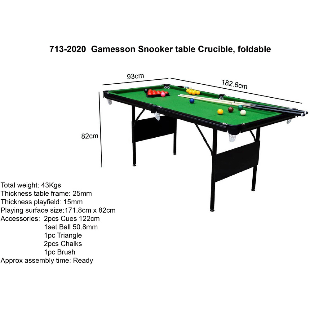 Gamesson Crucible 6ft Foldable Snooker Table Image 8
