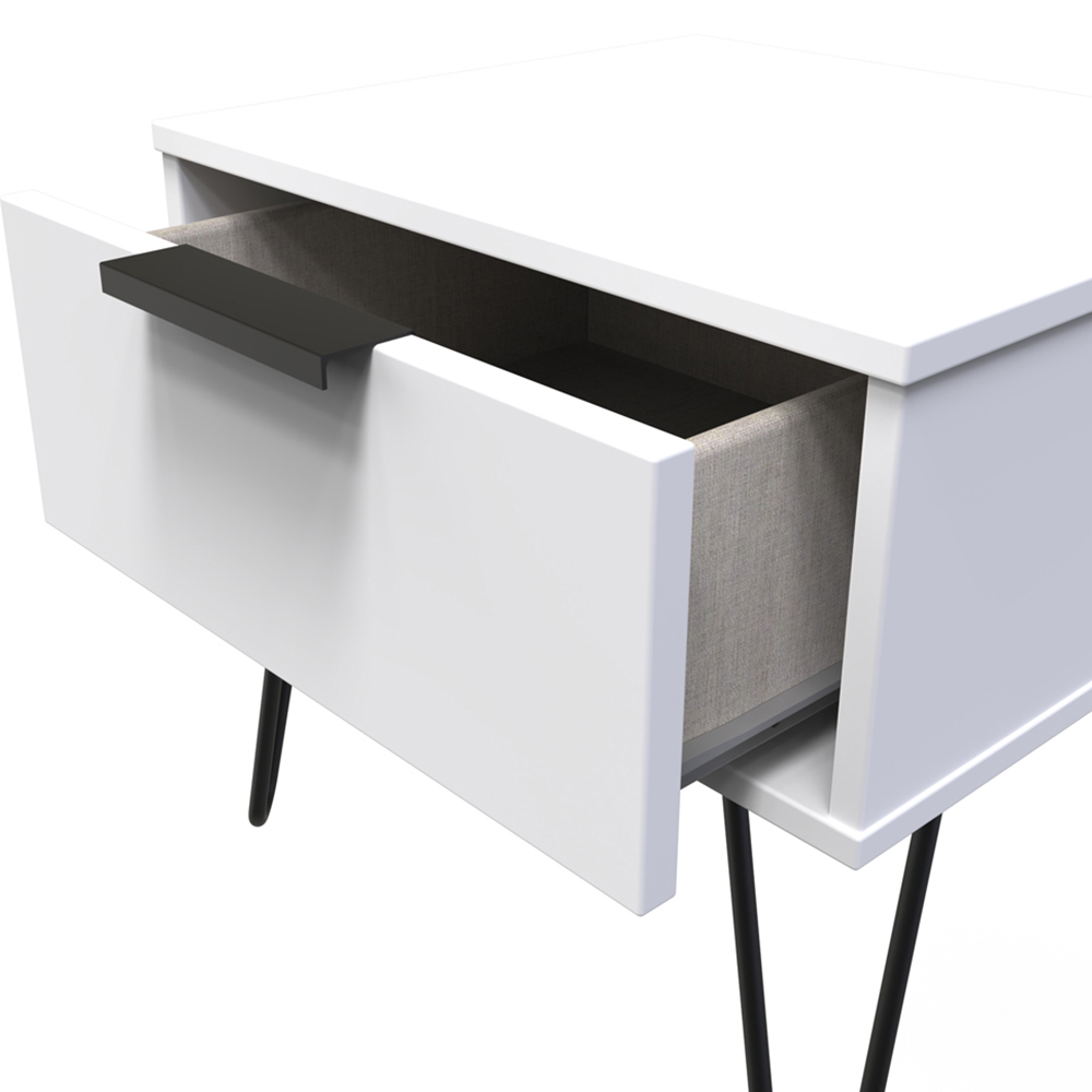 Crowndale Hong Kong Single Drawer Matt White Wide Side Table Ready Assembled Image 5