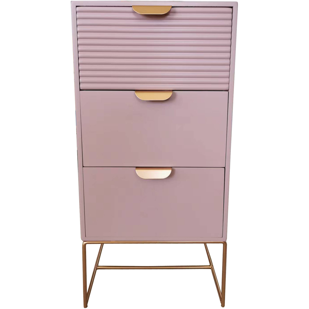 Acacia Home 3 Drawer Pink Wooden Bedside Table Image 2