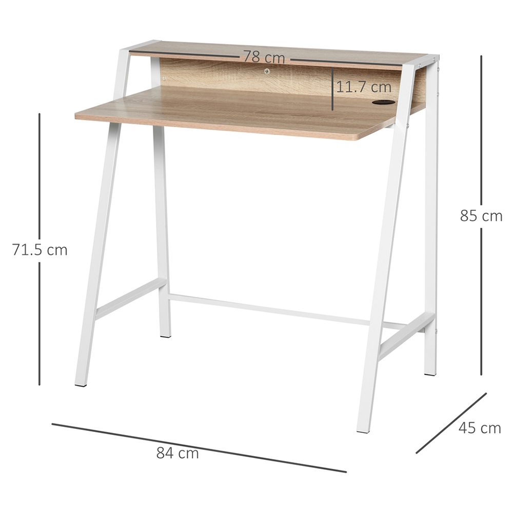 Portland 2 Tier Metal Frame Desk Oak Effect Image 5