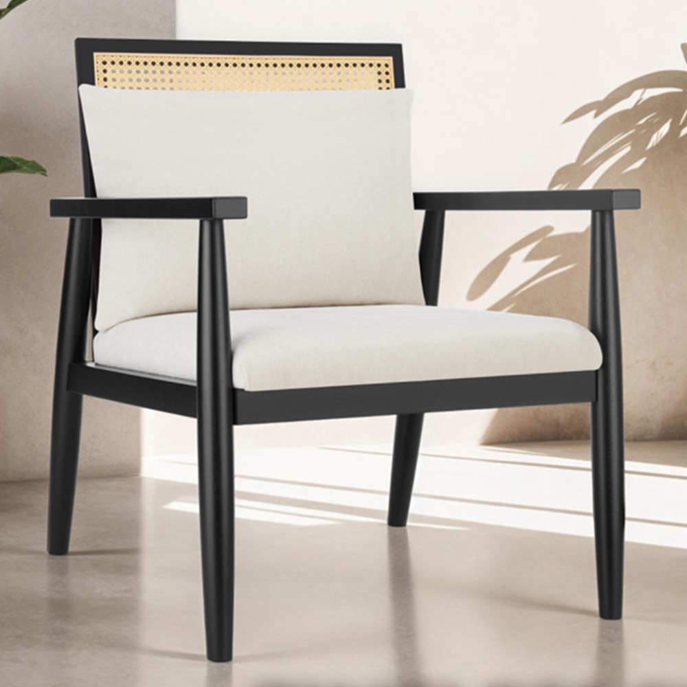 Tectake Manuela Black Padded Armchair with Cushion Image 1