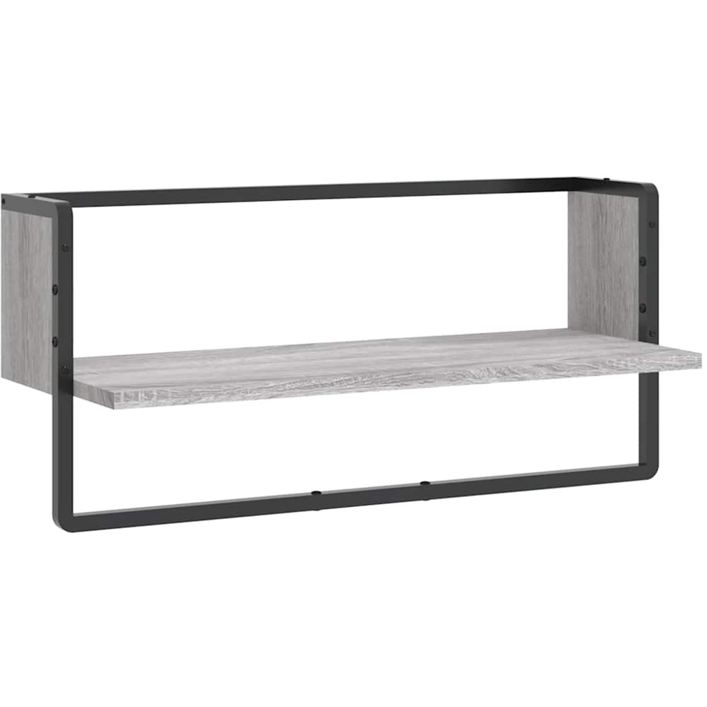 vidaXL 65cm Grey Sonoma Floating Wall Shelf with Bar Image 1