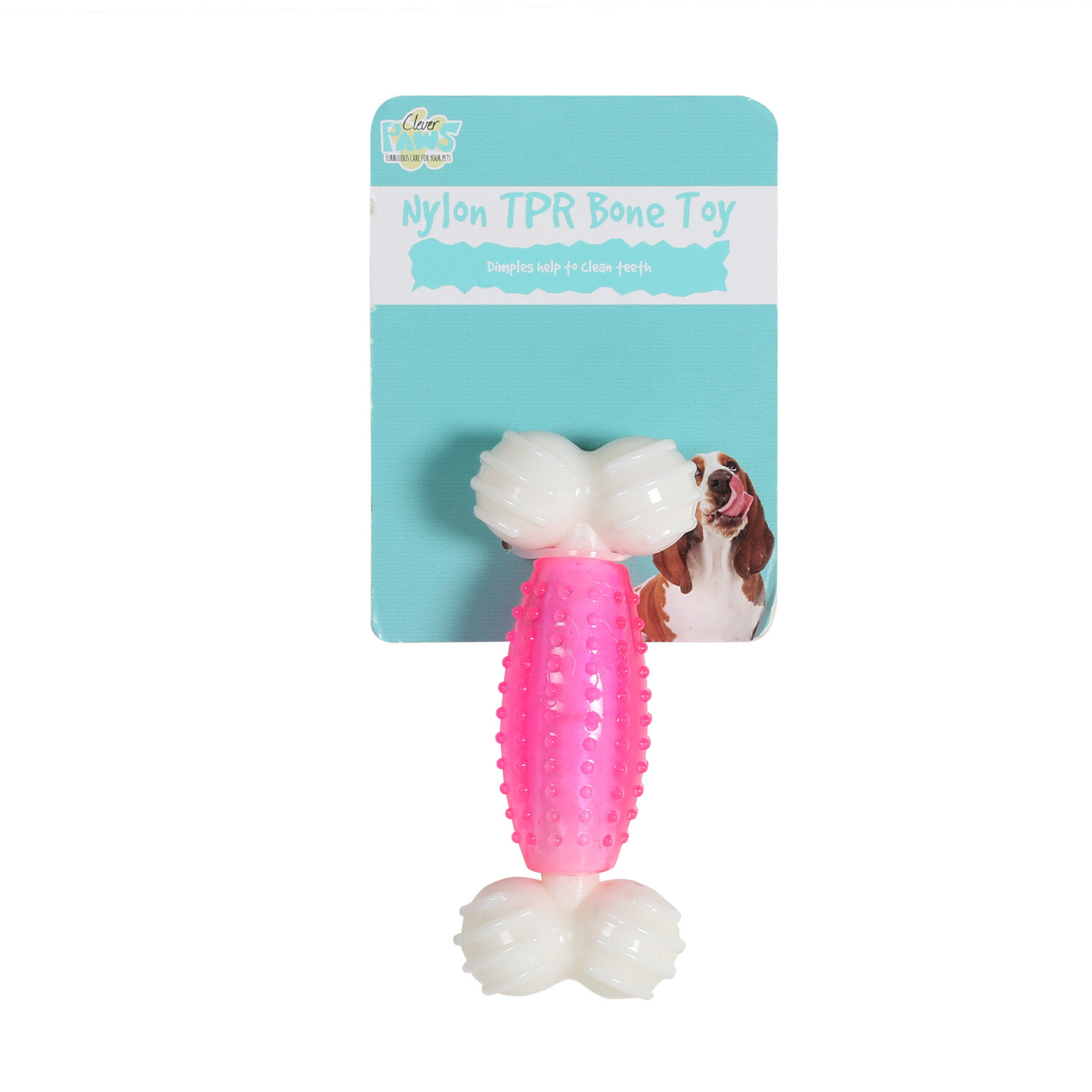 Single Clever Paws Nylon TPR Bone Dog Toy in Assorted styles Image 2