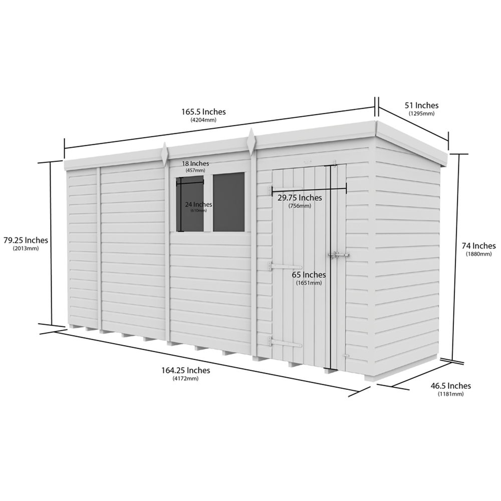DIY Sheds 14 x 4ft Tongue and Groove Timber Pent Security Shed Image 8