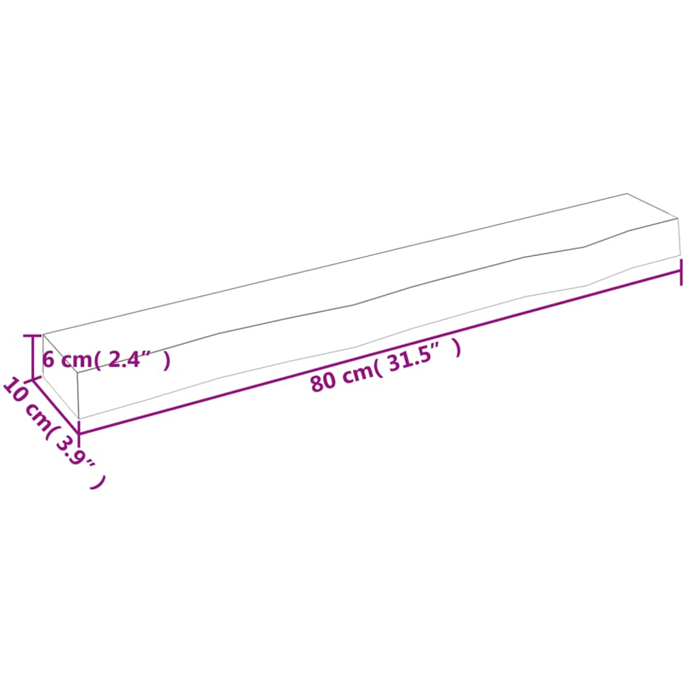 vidaXL 80cm Natural Untreated Solid Oak Wood Floating Wall Shelf Image 5
