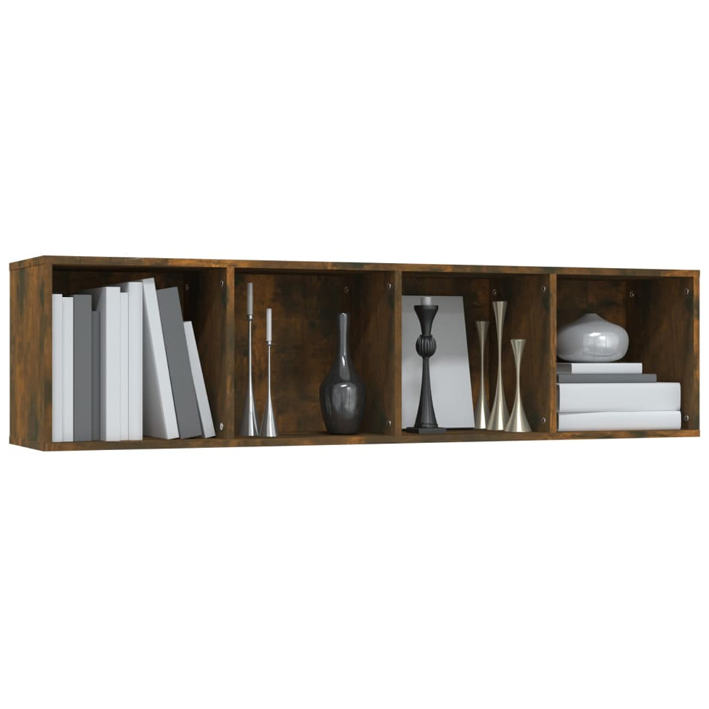 vidaXL 4 Shelf Smoked Oak Book Cabinet Image 4