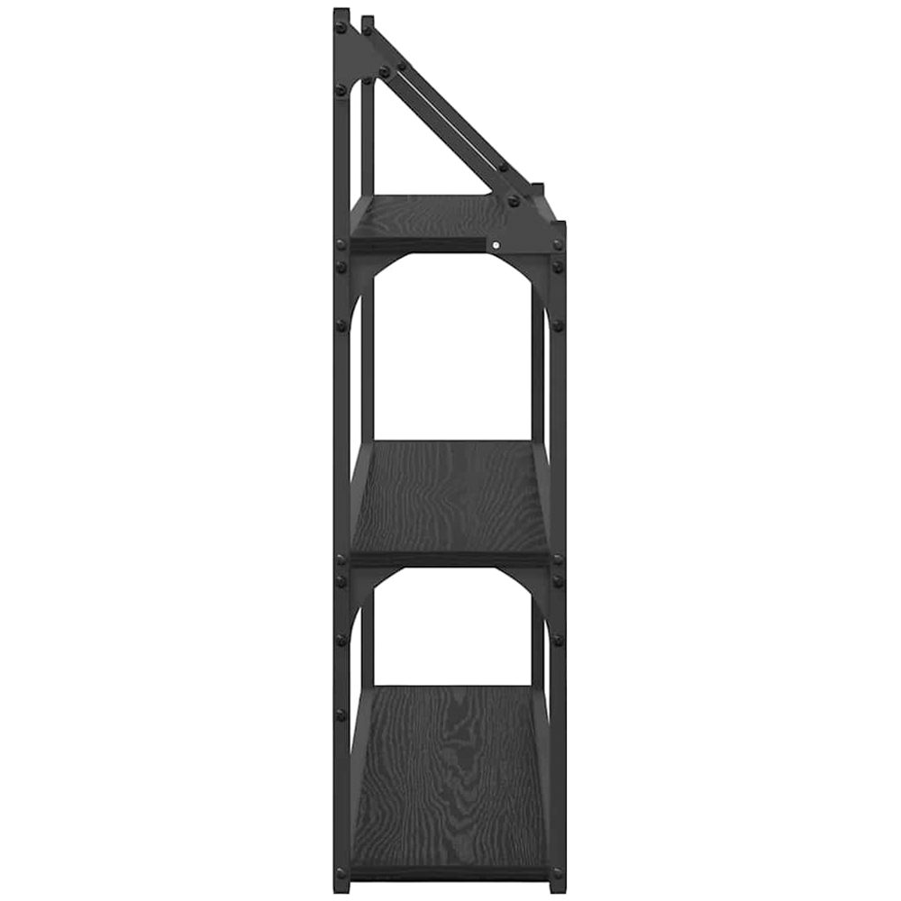 vidaXL 60cm 3 Shelf Black Oak Wall Shelf Image 5