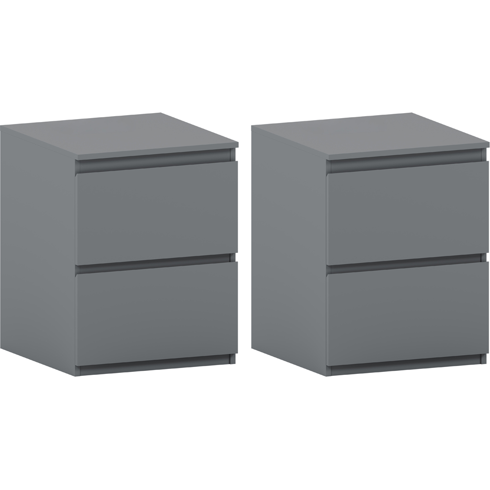 VIDA DESIGNS Denver 2 Drawer Grey Large Bedside Cabinet Set of 2 Image 2