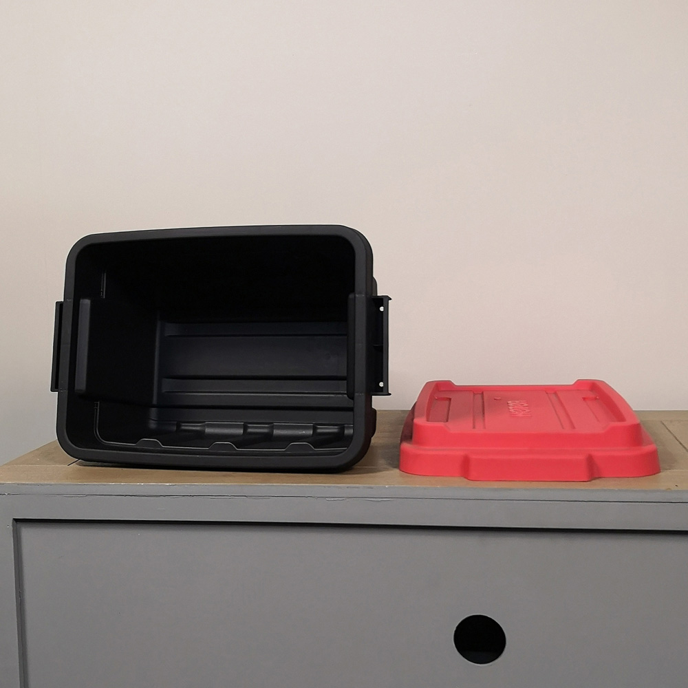 Samuel Alexander 11L Black and Red Small Tuff Stackable Storage Box with Lid and Carry Handles Image 3