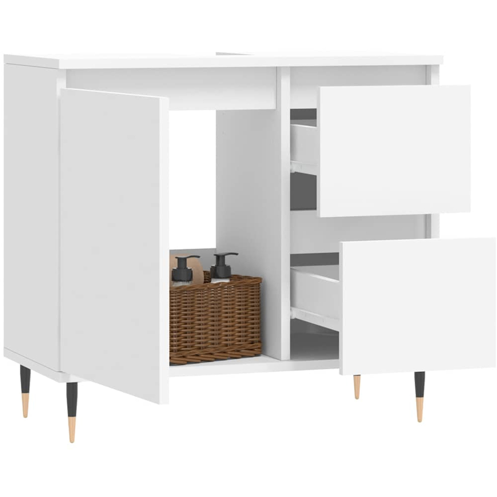 vidaXL Single Door 2 Drawer White Bathroom Cabinet Image 3