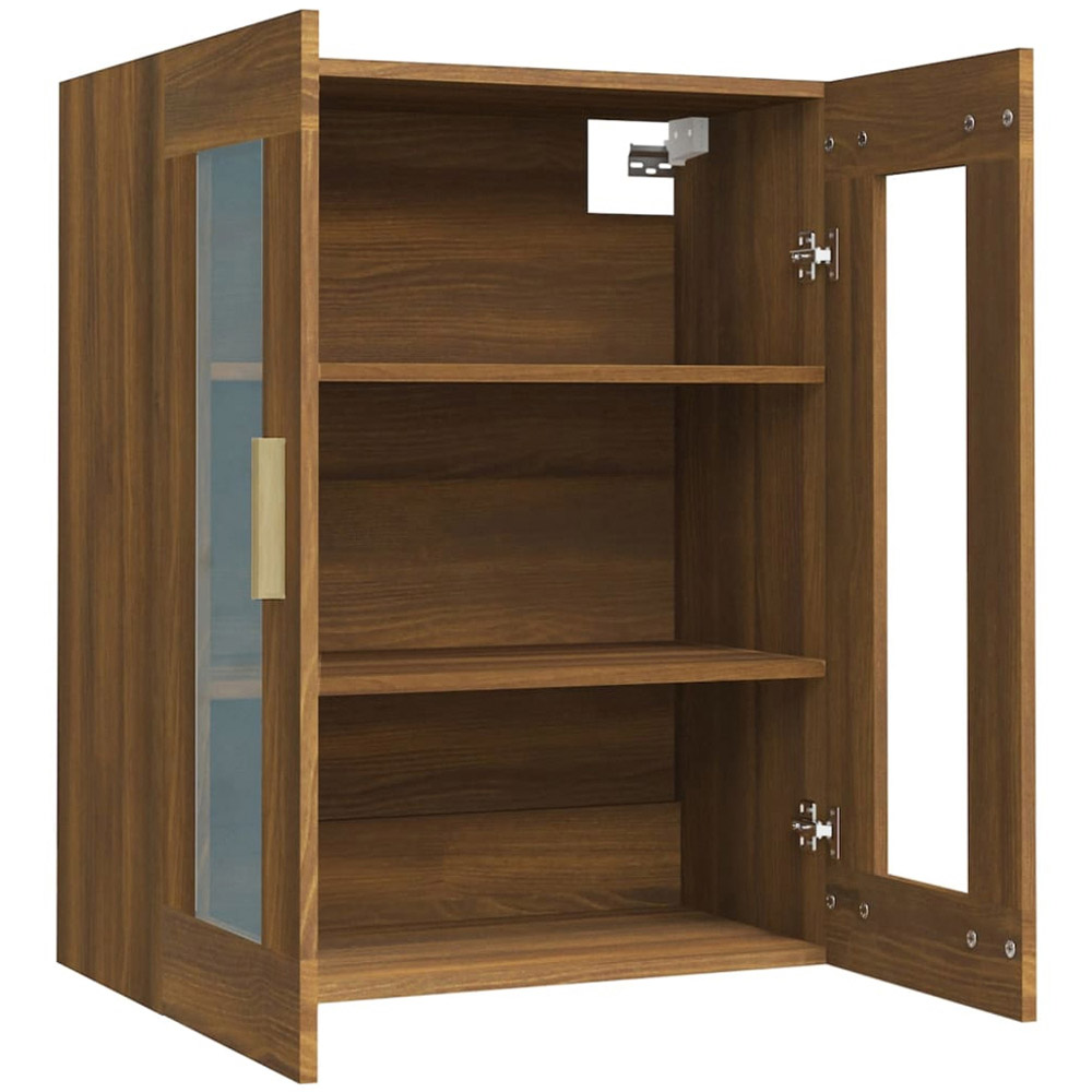 vidaXL 2 Glass Door 3 Shelf Brown Oak Wall Mounted Cabinet Image 5