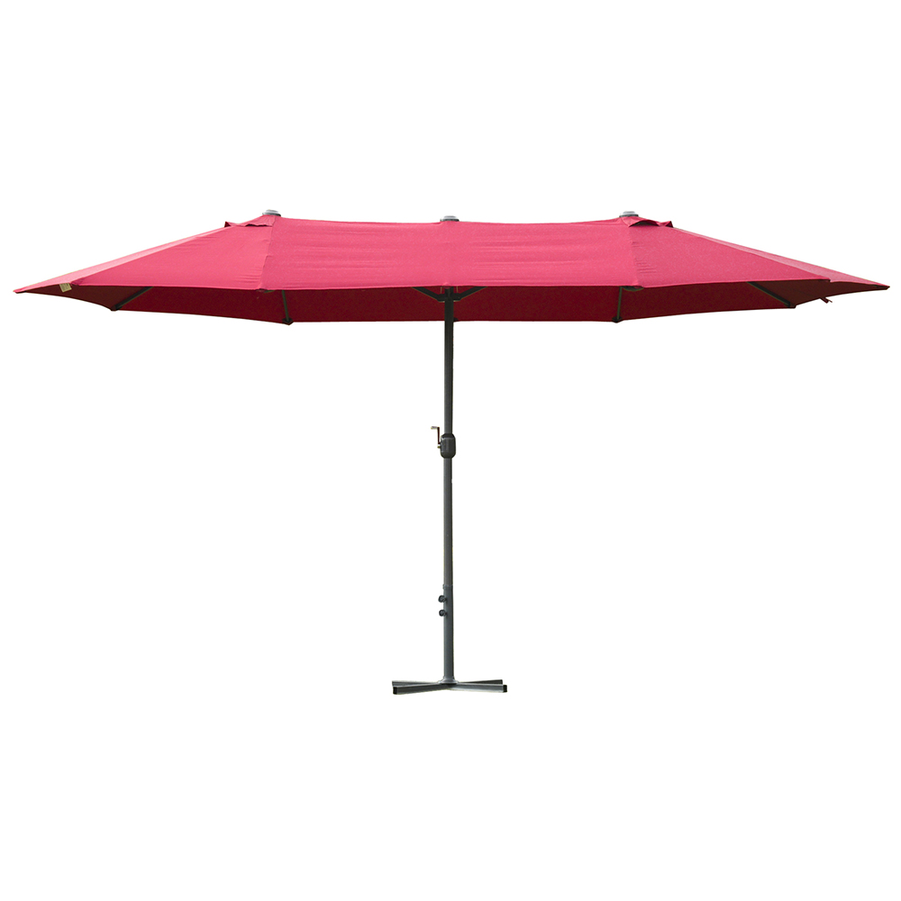 Outsunny Red Crank Handle Double Sided Parasol 4.6m Image 1