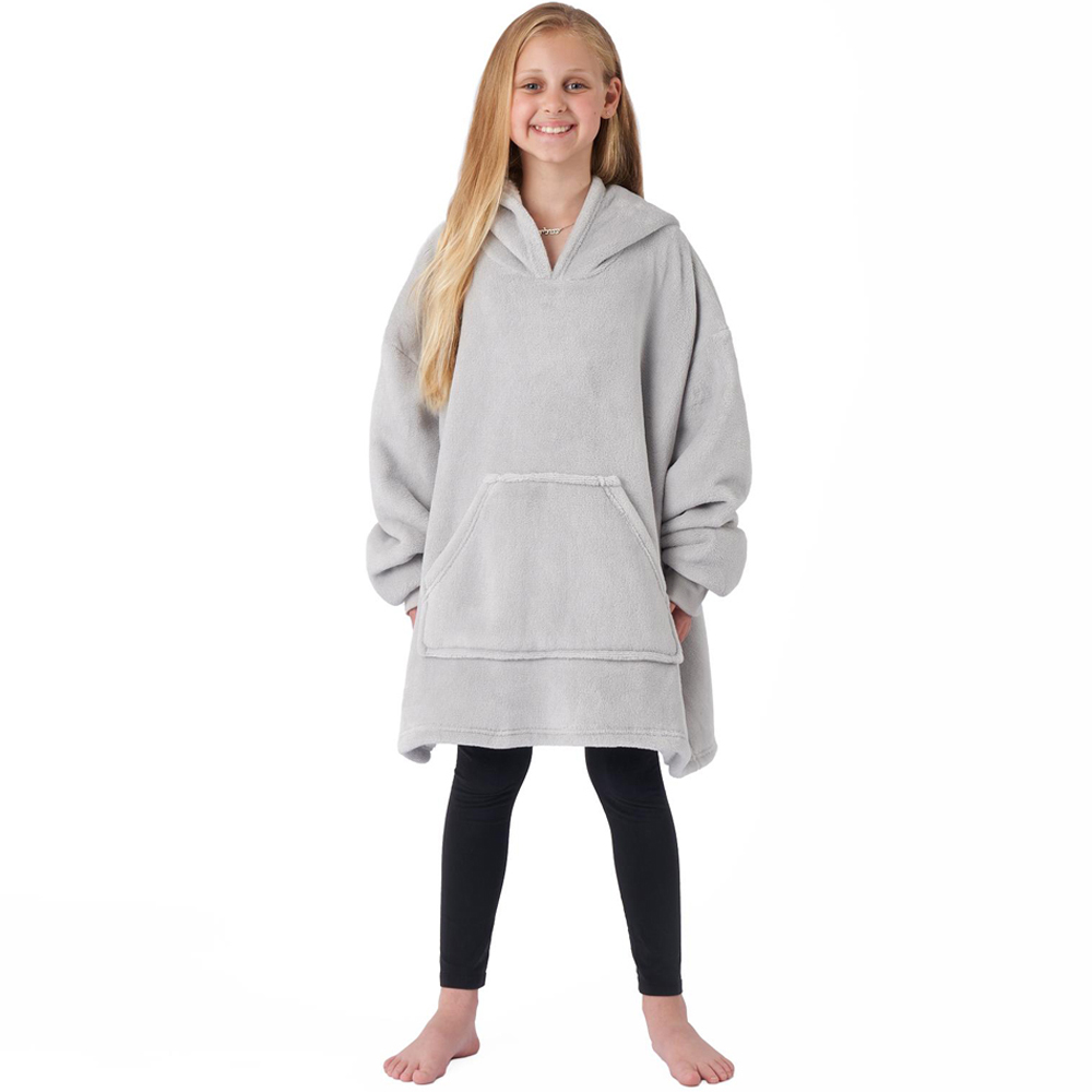 Sienna Silver Soft Sherpa Oversized Wearable Hoodie Blanket Image