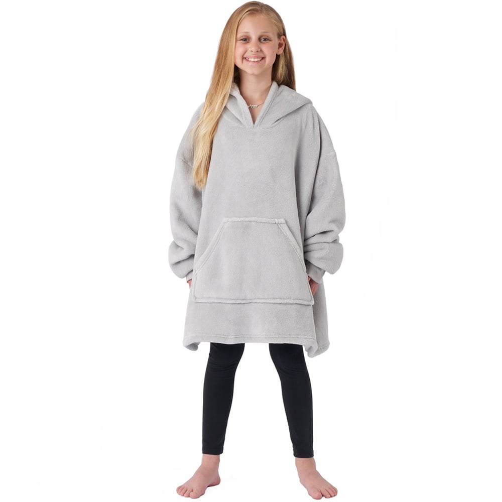 Sienna Silver Soft Sherpa Oversized Wearable Hoodie Blanket Image