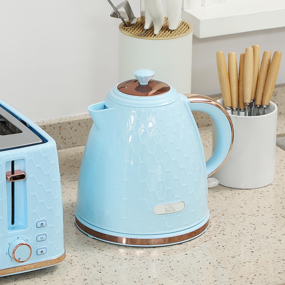 HOMCOM 800-180V71LB 1.7L Light Blue and 4 Slice Toaster Set Image 4