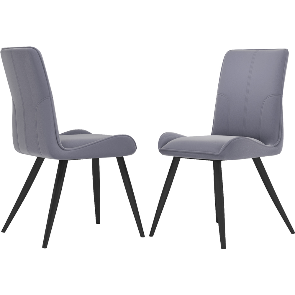 Living and Home Set of 2 Grey Velvet Dining Chair Image 3