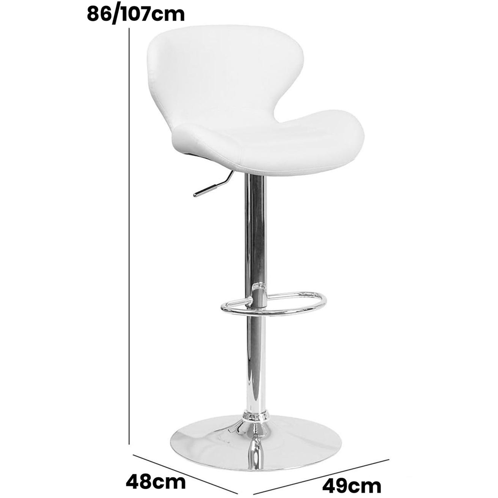 FWStyle White Faux Leather Curved Bar Stool Set of 2 Image 6