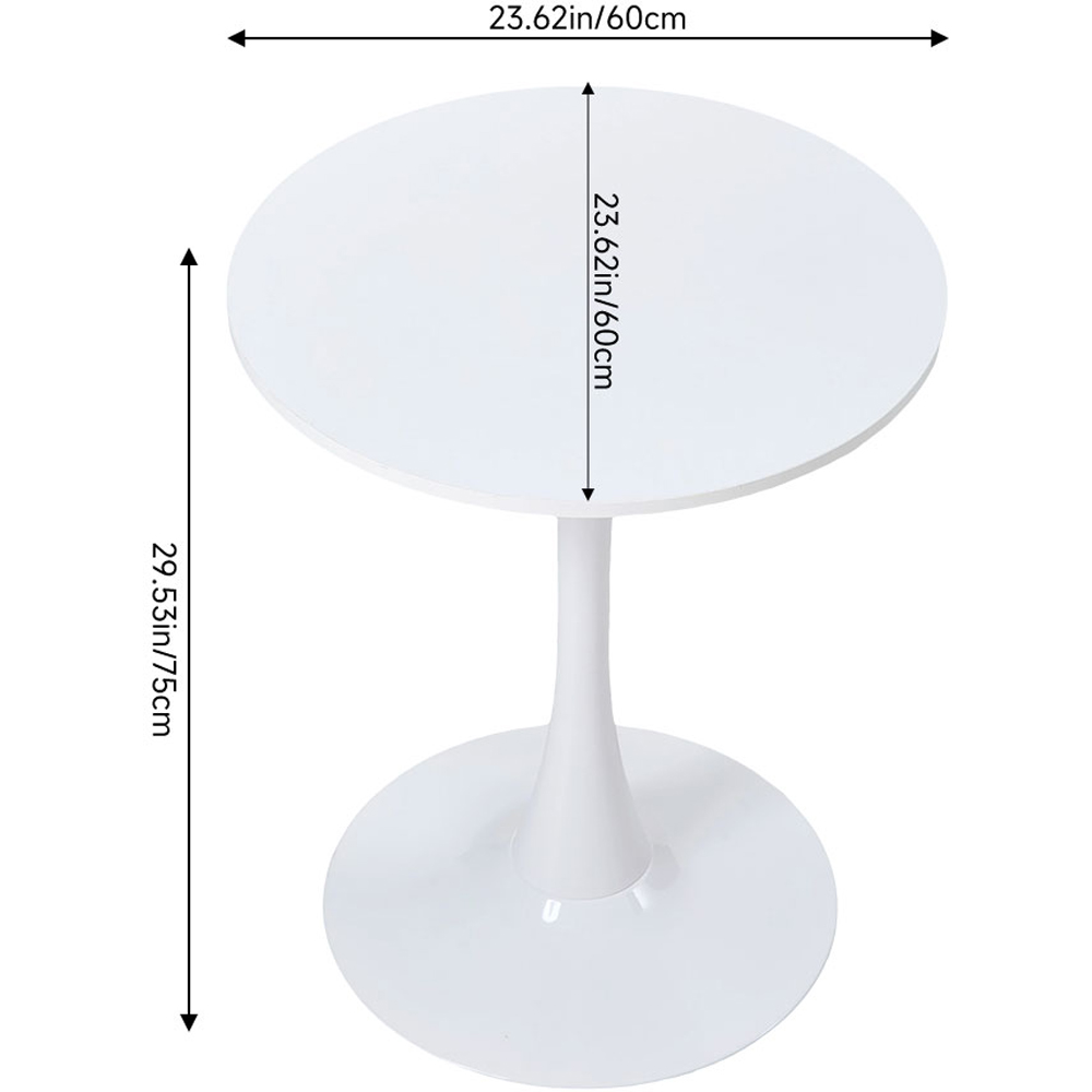 Living and Home 2 Seater Round Dining Table with Metal Base White Image 9