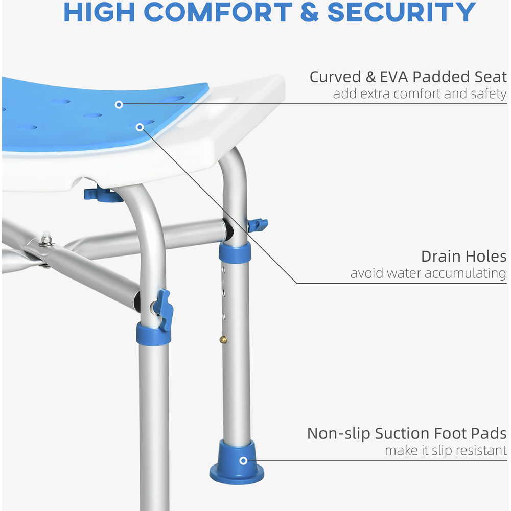 Portland Height Adjustable Aluminium Shower Chair Blue Image 5