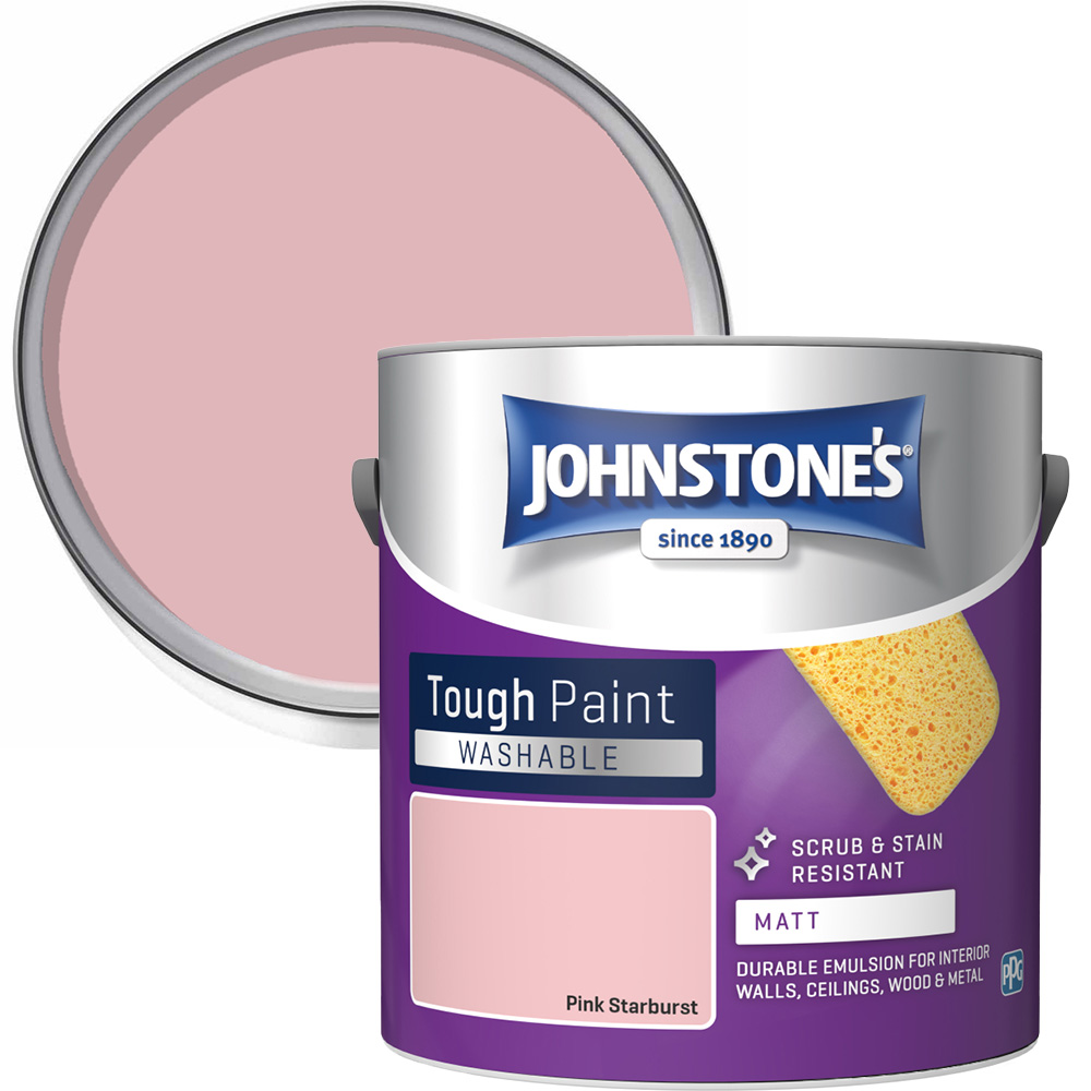 Johnstone's Washable Pink Starburst Matt Emulsion Paint 2.5L Image 1