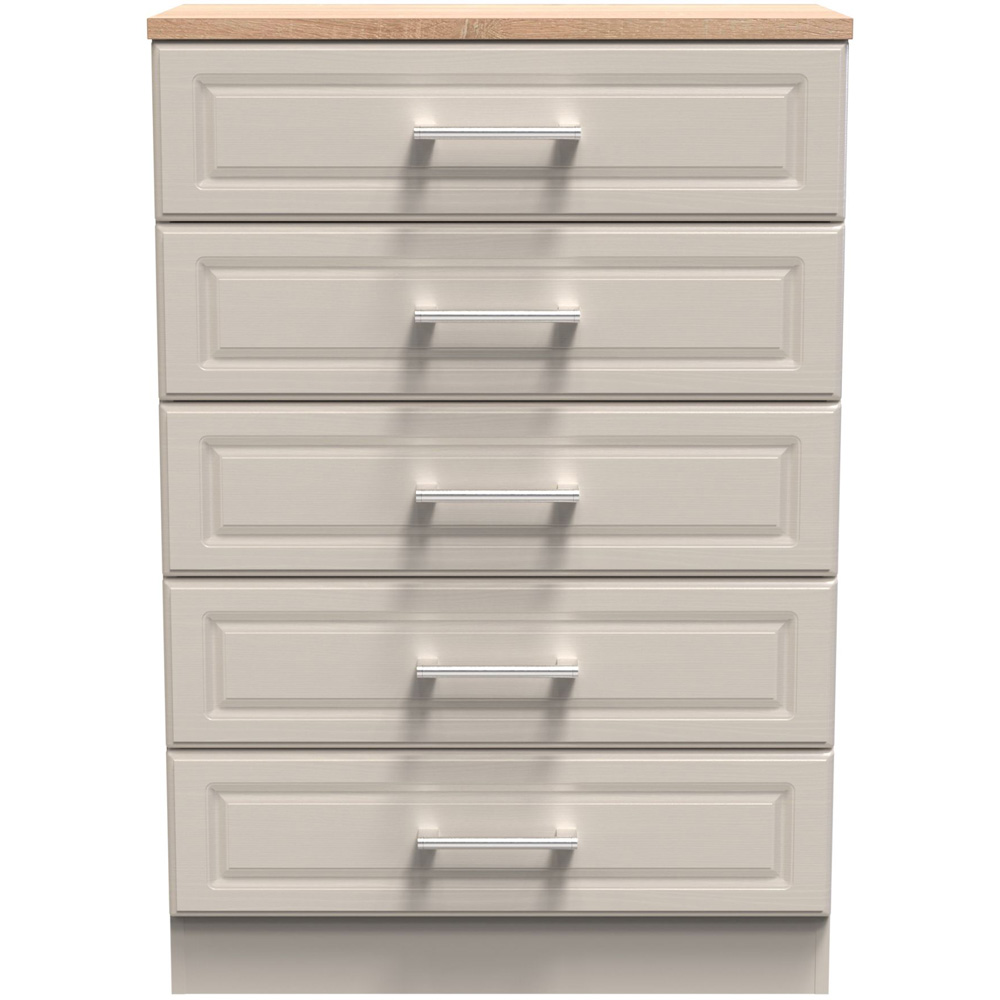 Crowndale Kent Ready Assembled 5 Drawer Kashmir Ash and Modern Oak Chest of Drawers Image 3