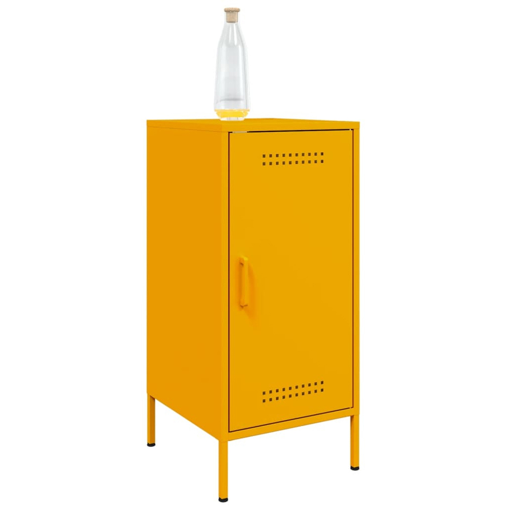 vidaXL Single Door Mustard Yellow Metal Sideboard Set of 2 Image 4