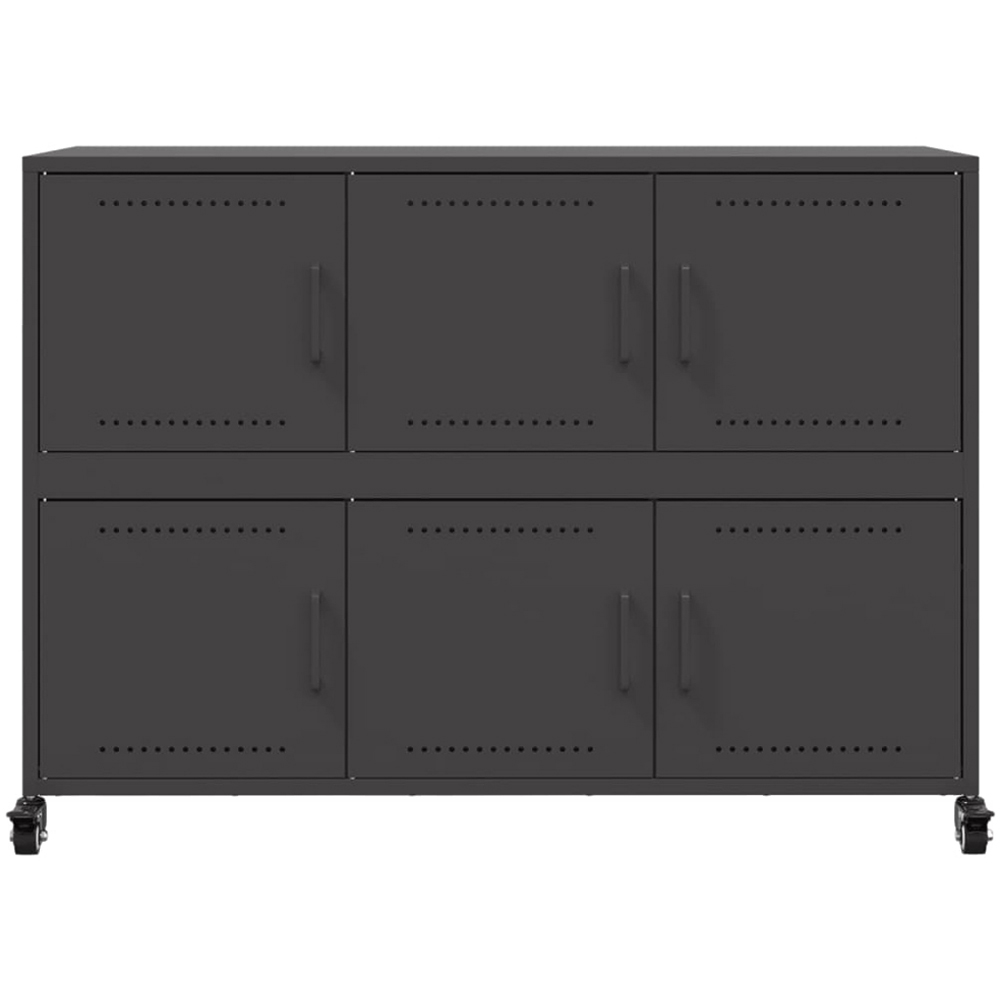 vidaXL 6 Door Black Steel Sideboard Image 4