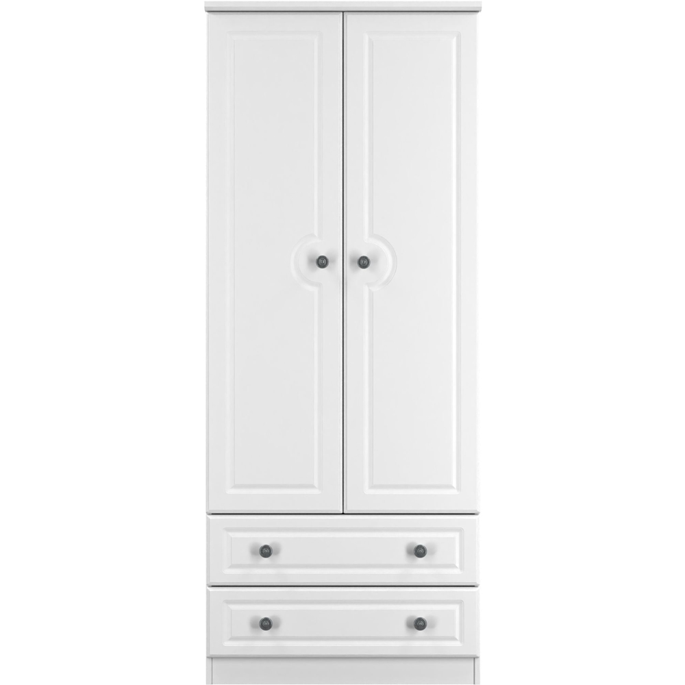 Crowndale Pembroke 2 Door 2 Drawer Matt White Wardrobe Ready Assembled Image 2