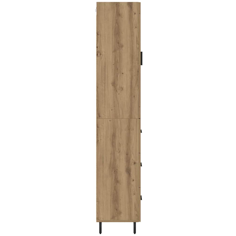 vidaXL Single Glass Door 3 Drawer Artisan Oak Slim Sideboard with Metal Legs Image 9
