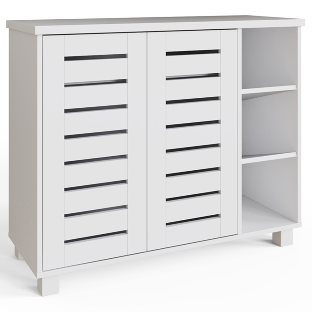 GFW Bodie 2 Door 3 Shelf White Shoe Cabinet Image 2