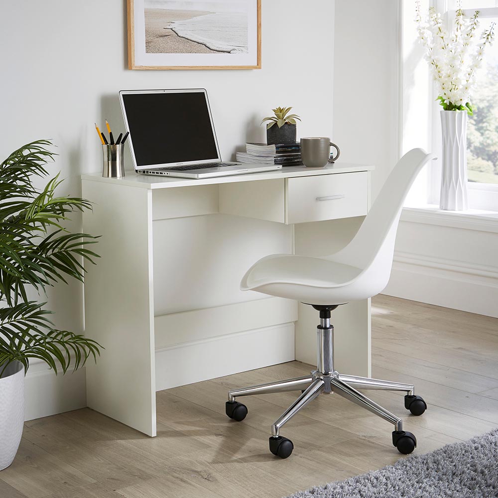 Home Source Stratford Single Drawer Computer Desk White Image 6