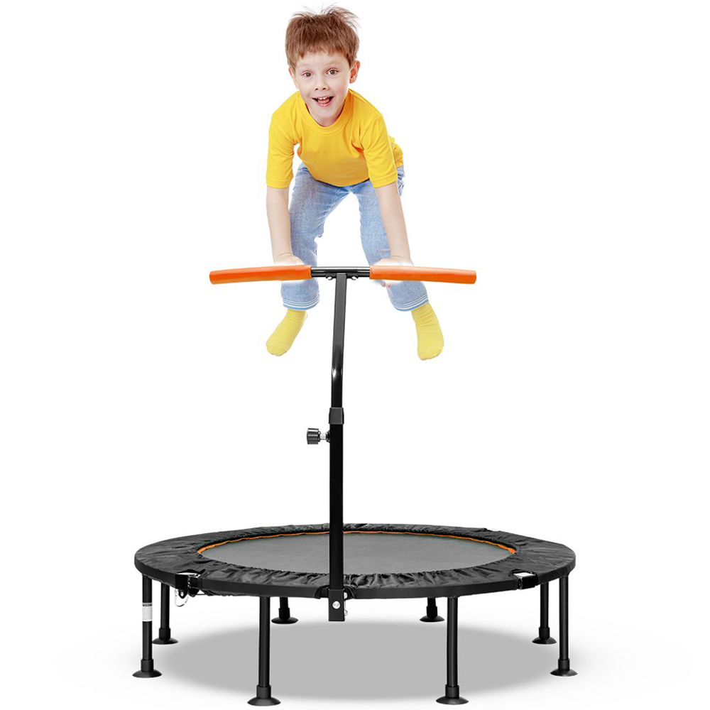 Costway Kids Orange 43 inch Mini Trampoline with Handrail Image 2