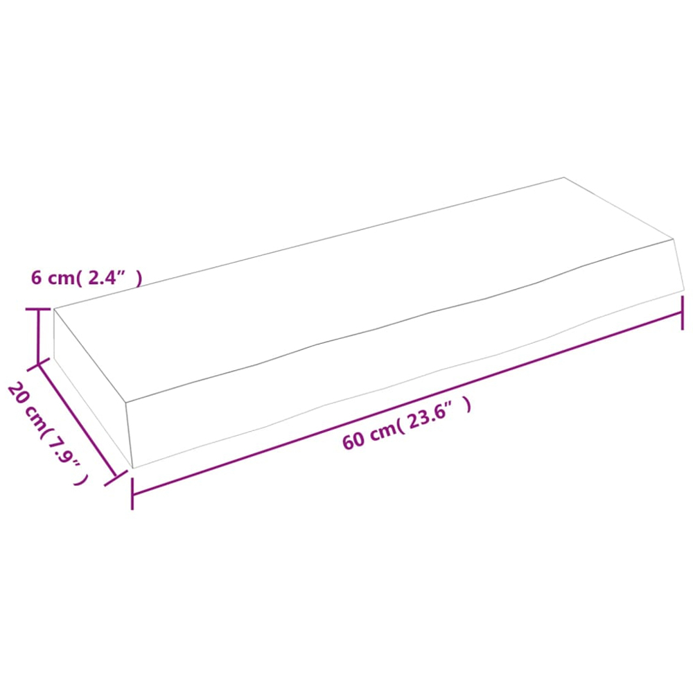 vidaXL 60cm Light Brown Treated Solid Oak Wood Floating Wall Shelf Image 6