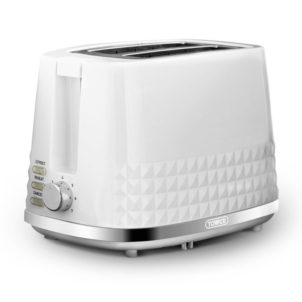 Tower T20082WHT Solitaire White 2 Slice Toaster Image 1