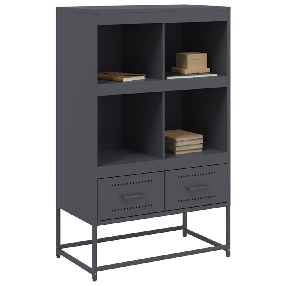 vidaXL 2 Drawer 4 Shelf Anthracite Cold-Rolled Steel Highboard Image 7