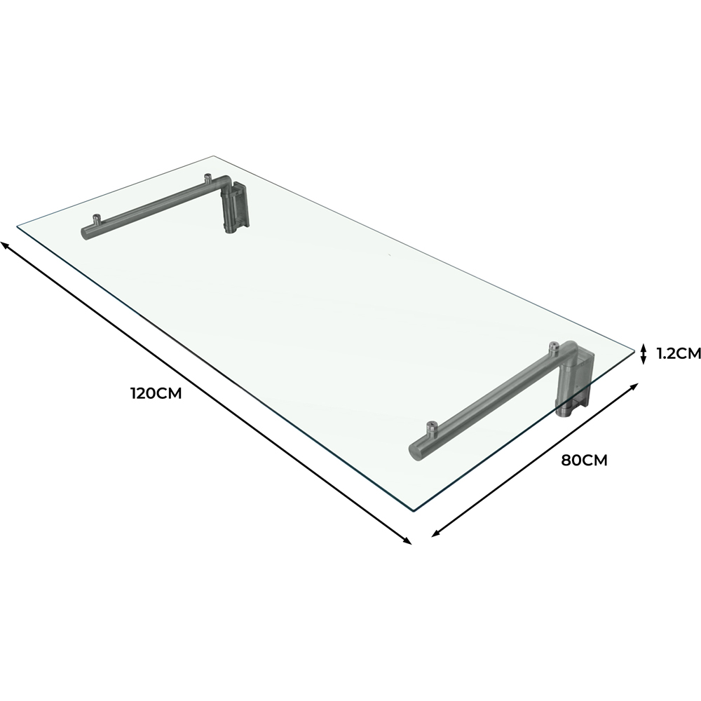 Monster Shop Silver Glass Door Canopy and Brackets 80 x 120cm Image 3