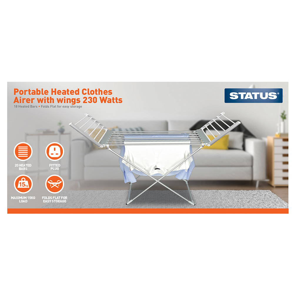 Status Portable Heated Clothes Airer with Wings Image 2