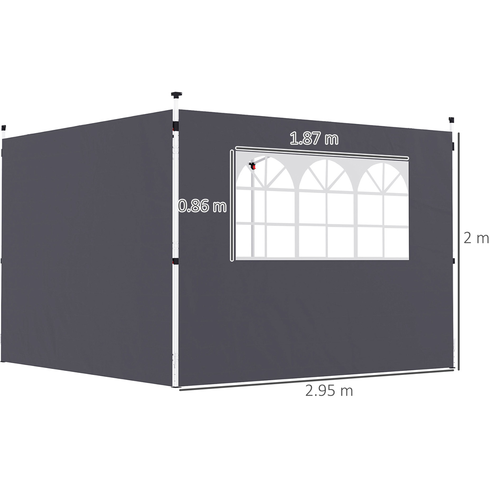 Outsunny Dark Grey Gazebo Wall Panel Replacement with Window Image 8