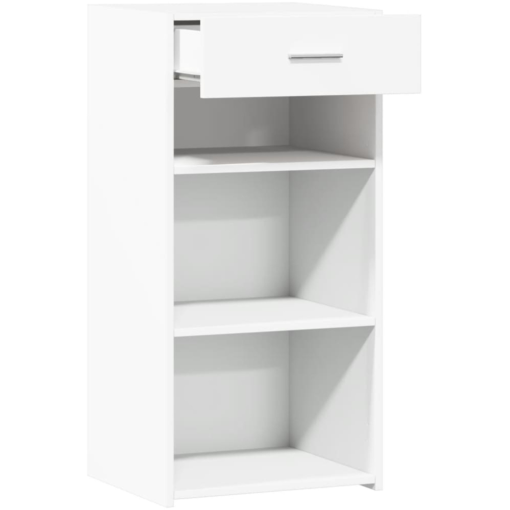 vidaXL Single Drawer 3 Shelf White Sideboard Image 7