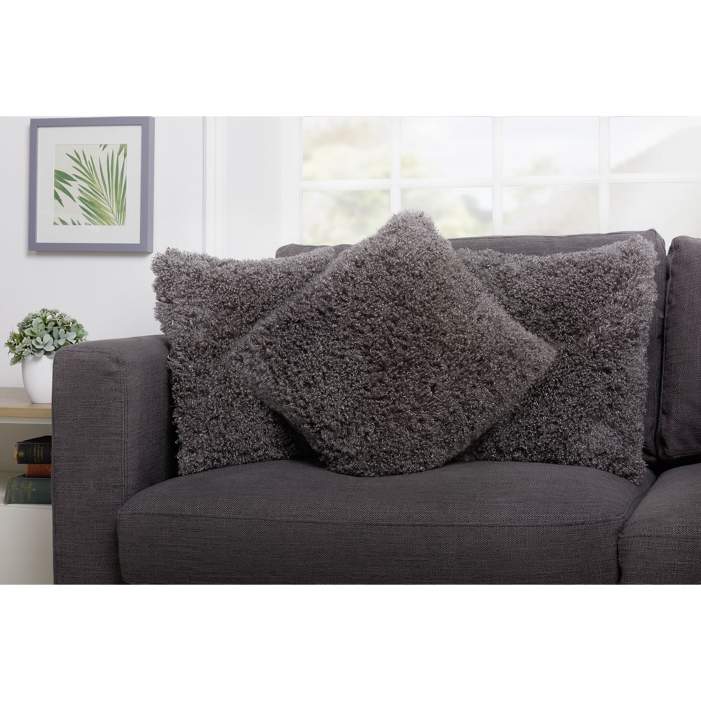 Wilko Charcoal Faux Mongolian Cushion 43 x 43cm Image 4