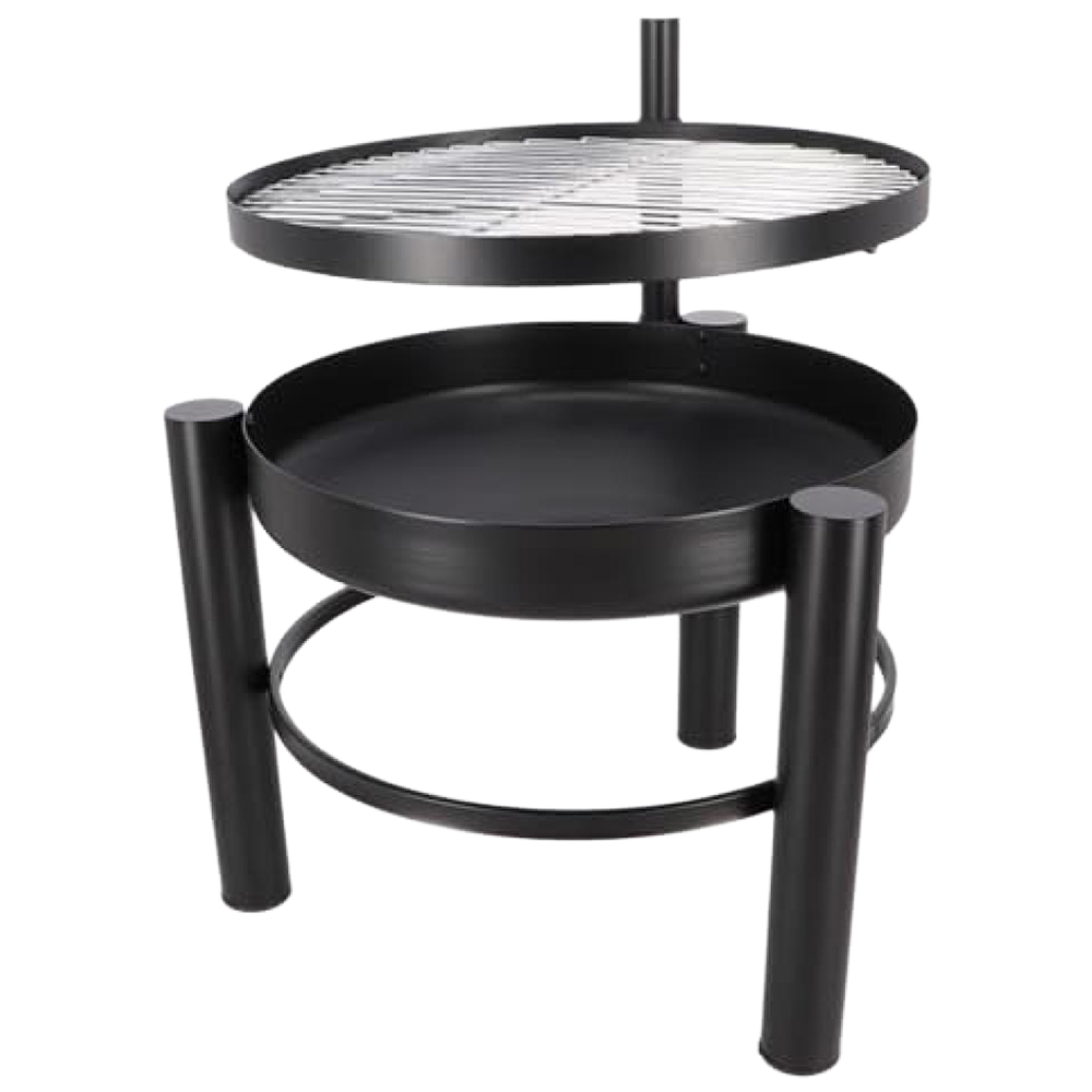 Fallen Fruits Black Large Fire Bowl with BBQ Grid Top Image 1