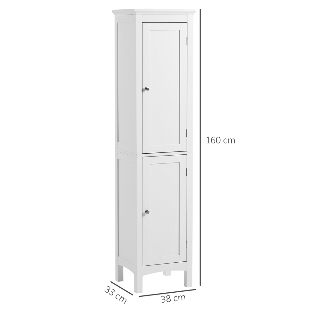 Kleankin 2 Door White Tall Bathroom Cabinet with Adjustable Shelves Image 9