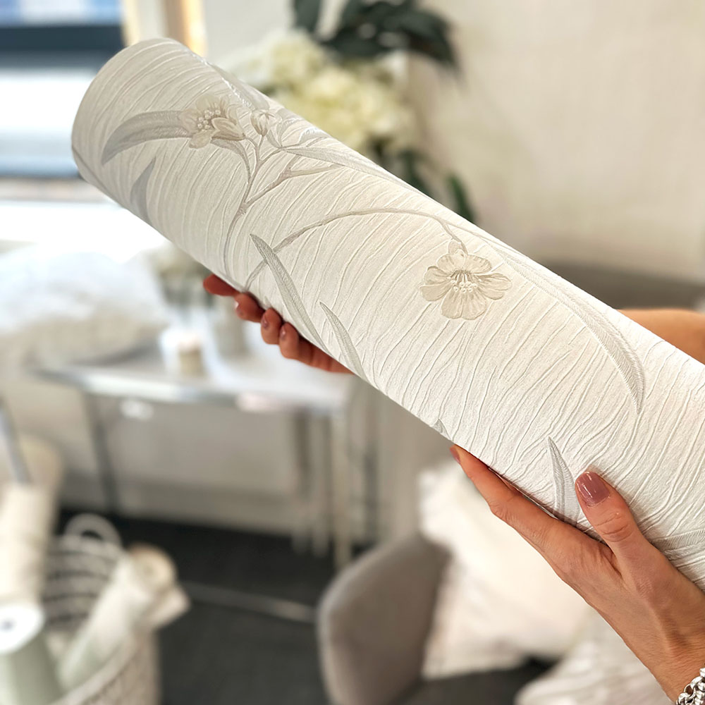 Belgravia Tiffany Floral Textured White/Cream Image 5