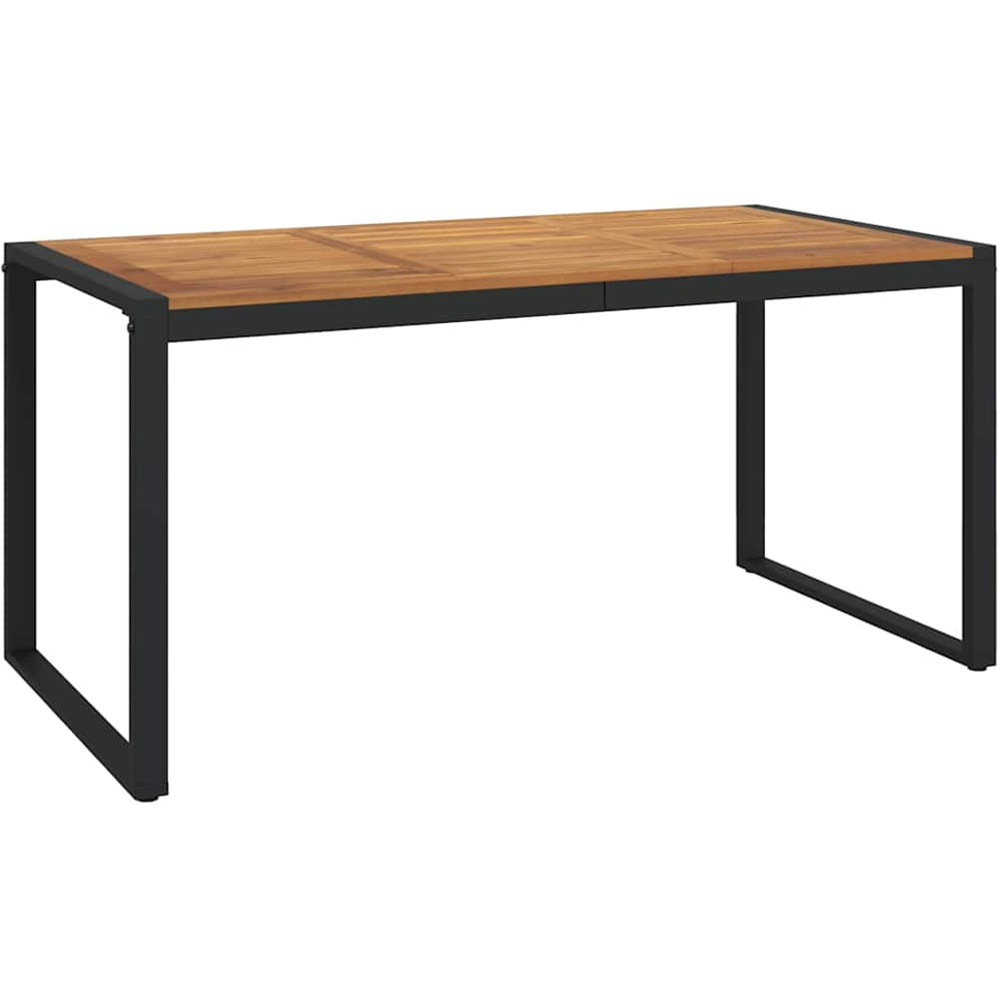 vidaXL Brown and Black Solid Wood Acacia Garden Table 160cm Image 2