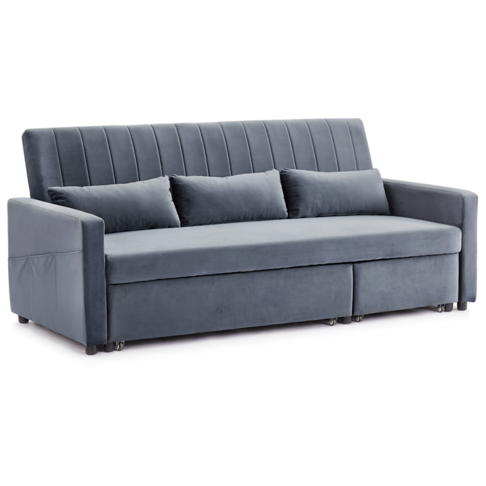 Home Detail Devon Double Sleeper Grey Velvet Pull Out Sofa Bed | Wilko