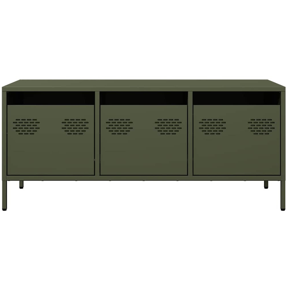 vidaXL 3 Drawer Olive Green Steel Industrial Style TV Cabinet Image 3