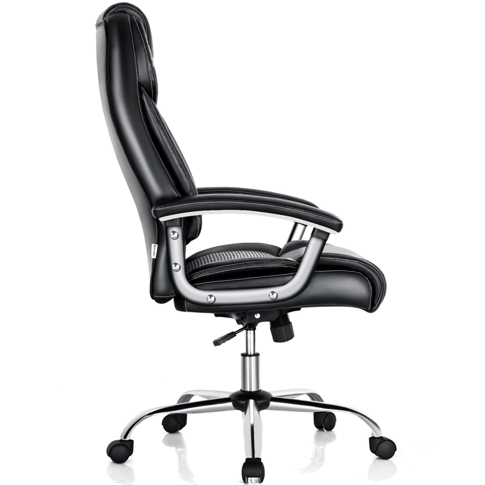 Costway Black PVC Leather High Back Office Chair Image 5