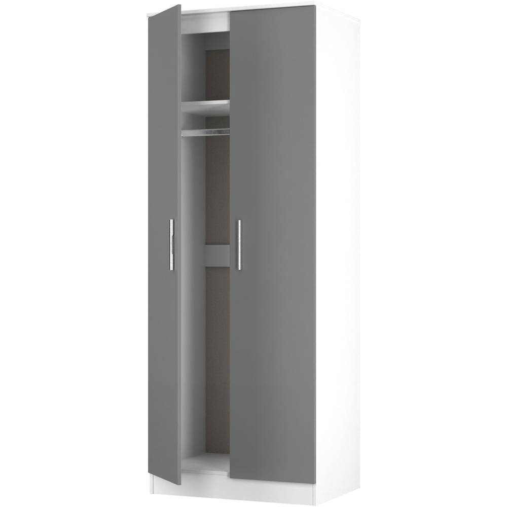 Crowndale Contrast 2 Door Dusk Grey and White Tall Wardrobe Ready Assembled Image 5