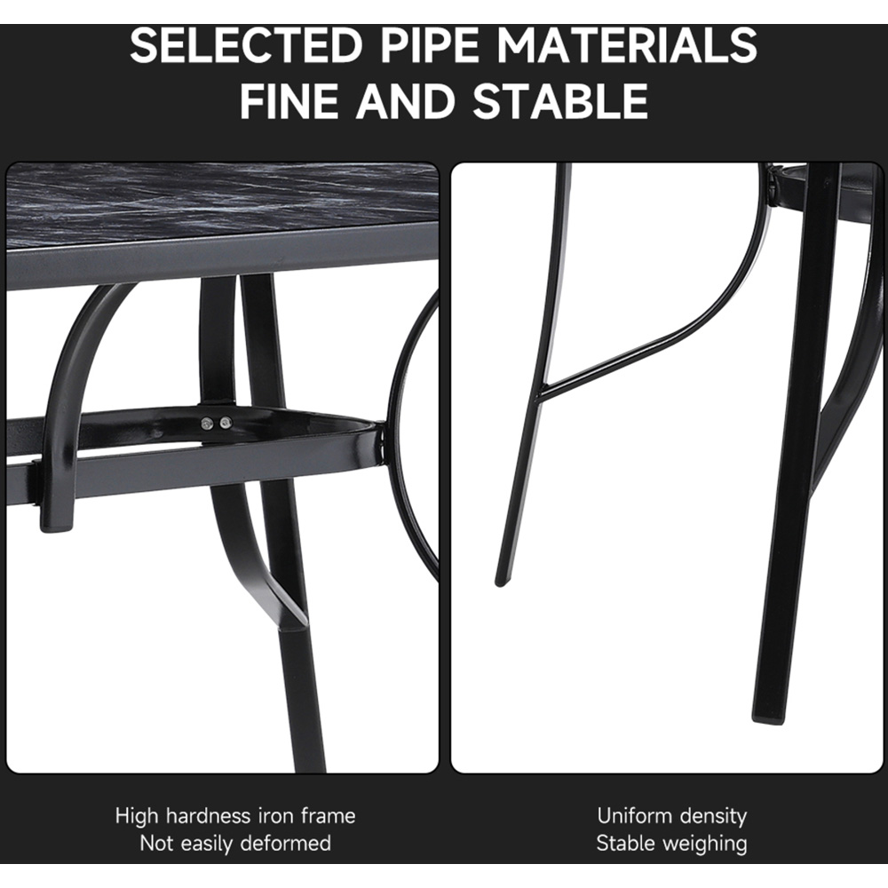 Living and Home Black Tempered Glass Rectangle Marble Coffee Table Image 3