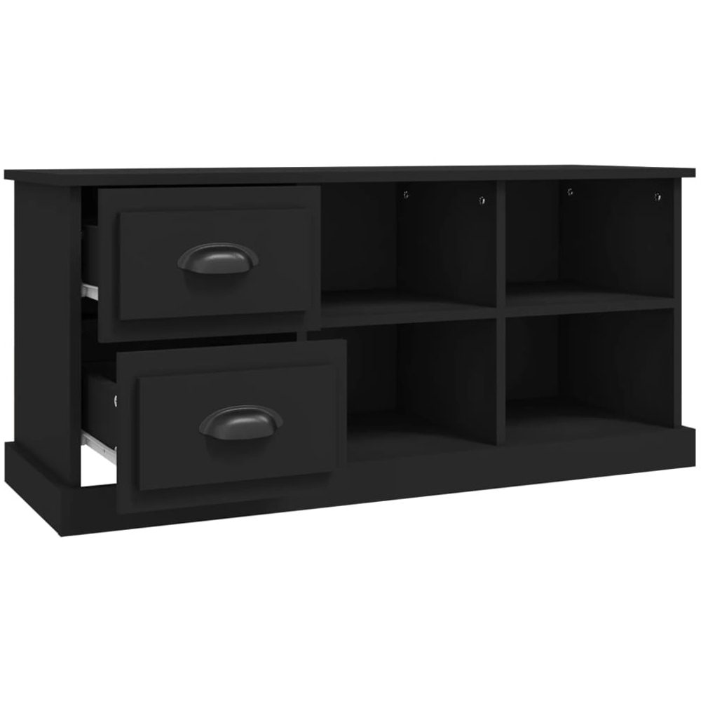 vidaXL 2 Drawer 4 Shelf Black TV Cabinet Image 5